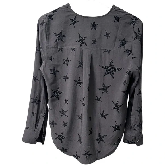 Rails Hillary Charcoal Cheetah Stars Faux Wrap Blouse Top - Picture 6 of 7